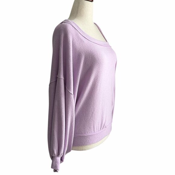 Free People Flaunt It Off The Shoulder Top Ballon Sleeve Lilac Size Small - Picture 5 of 9